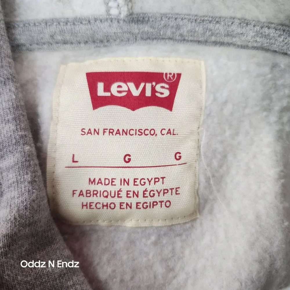 Levis Gray Hooded‎ Sweatshirt Mens Large Cotton/Polyester Blend Warm Casual Wear